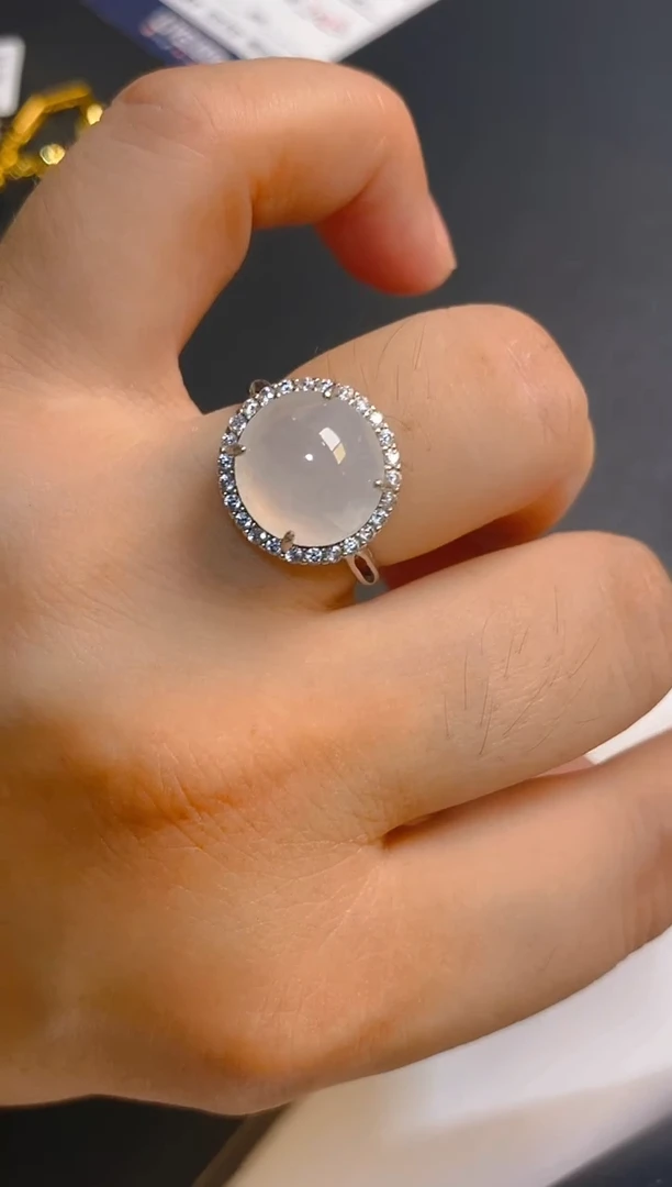 翡翠银S925镶嵌耳饰天然