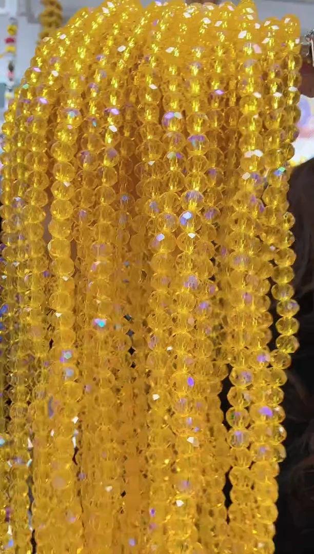 玻璃02068卡6水晶扁10条微光彩橘黄