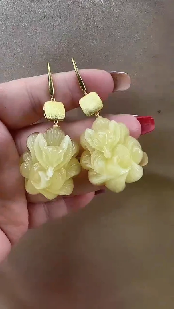 未镶嵌琥珀耳饰耳环