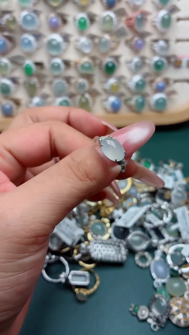 银S925镶嵌戒指翡翠.