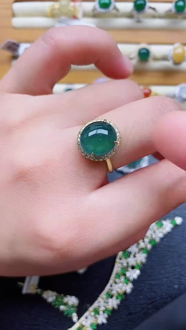 银S925镶嵌戒指翡翠1