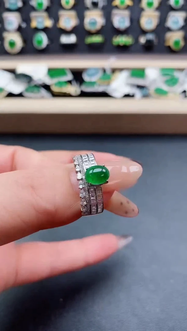 银S925镶嵌戒指翡翠1