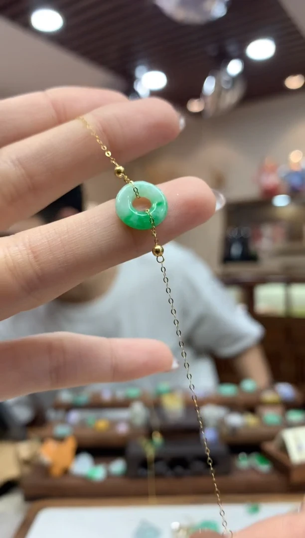 【闪购商品】翡翠手链18K金镶嵌手链