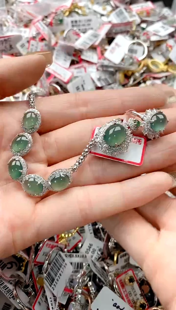 【闪购商品】翡翠戒指银S925镶嵌999999   1