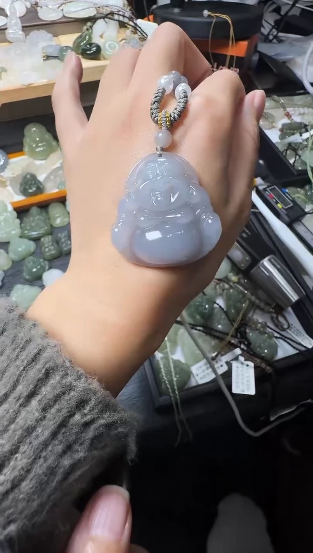 颈饰未镶嵌和田玉我****啊40高冰烟紫佛公