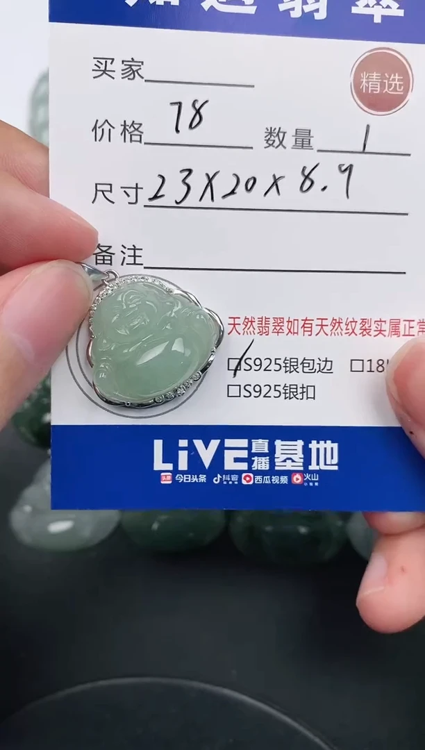 翡翠银S925镶嵌颈饰挂件