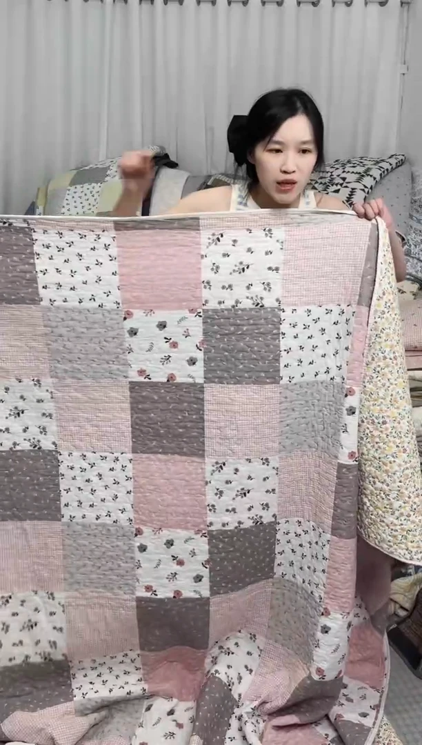 棉230*250粉灰格子
