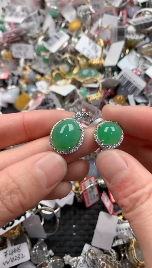 银S925镶嵌戒指翡翠222   2