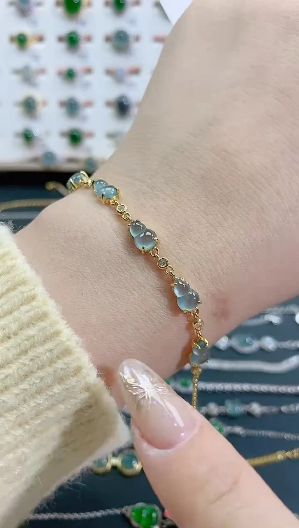 银S925镶嵌手链翡翠天然翡翠