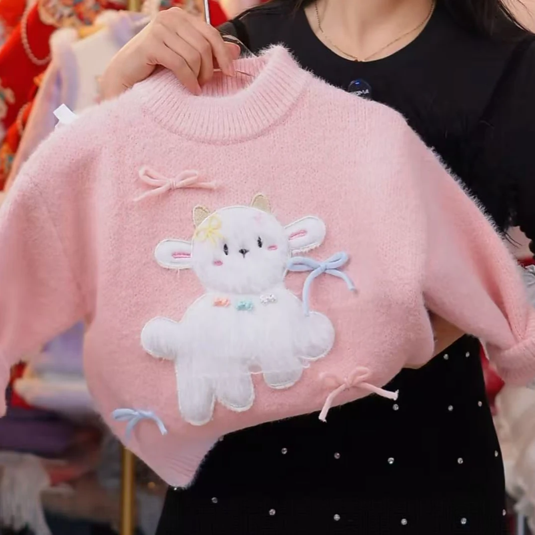 新款-秋冬加厚【小羊咩咩-女童毛衣】系打底衫-时尚百搭