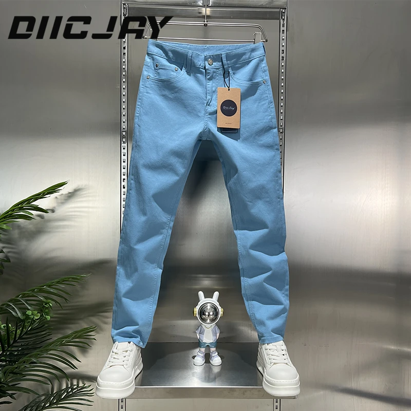 DIIC JAY/狄杰春夏新款海清蓝牛仔裤男休闲百搭时尚修身小直筒