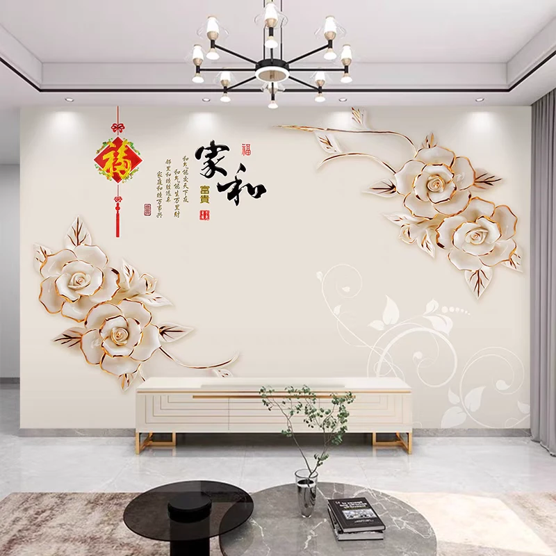 定制壁布3D立体壁纸现代简约好看壁画客厅墙纸影视墙布装饰高档