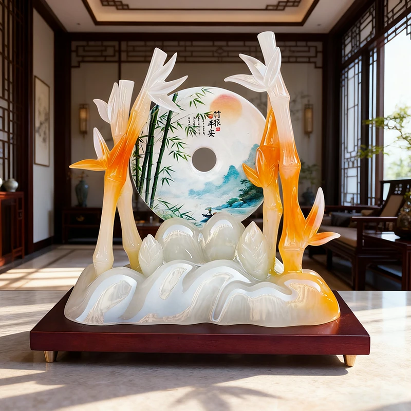 竹报平安平安扣摆件客厅玄关办公室内竹子装饰搬新家乔迁新居礼品