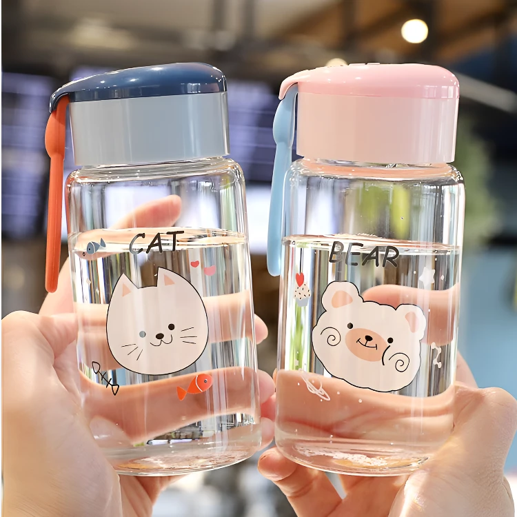 玻璃杯女士上班族网红可爱透明家用简约学生便携韩版水杯小巧防漏