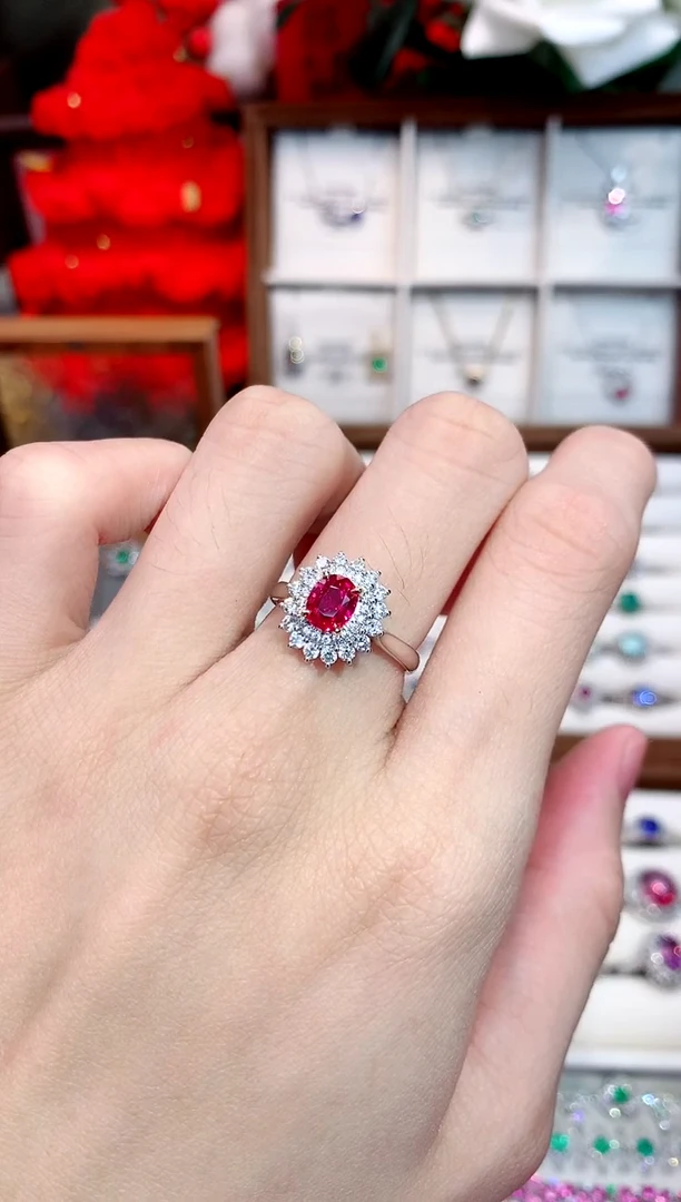 18K金镶嵌戒指红宝石1.02ct/天然宝石/七天无理由