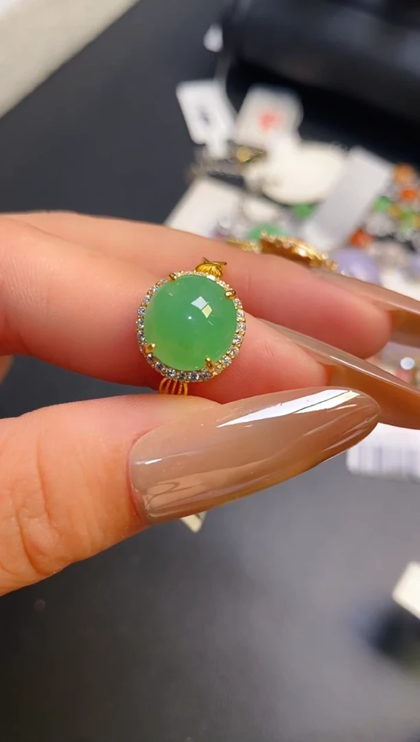 银S925镶嵌戒指翡翠天然