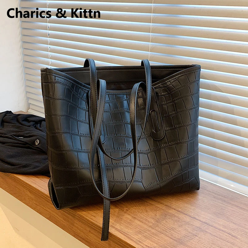 Charics&Kittn女包2025新款大容量单肩包通勤高级质感真皮托特包