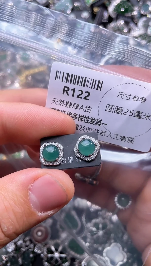 【闪购商品】翡翠颈饰未镶嵌R122耳钉