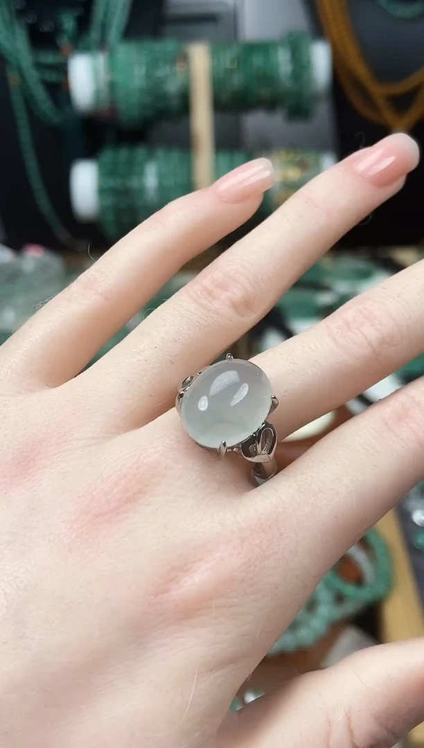 合金石英质玉（非洲翠）戒指开口型