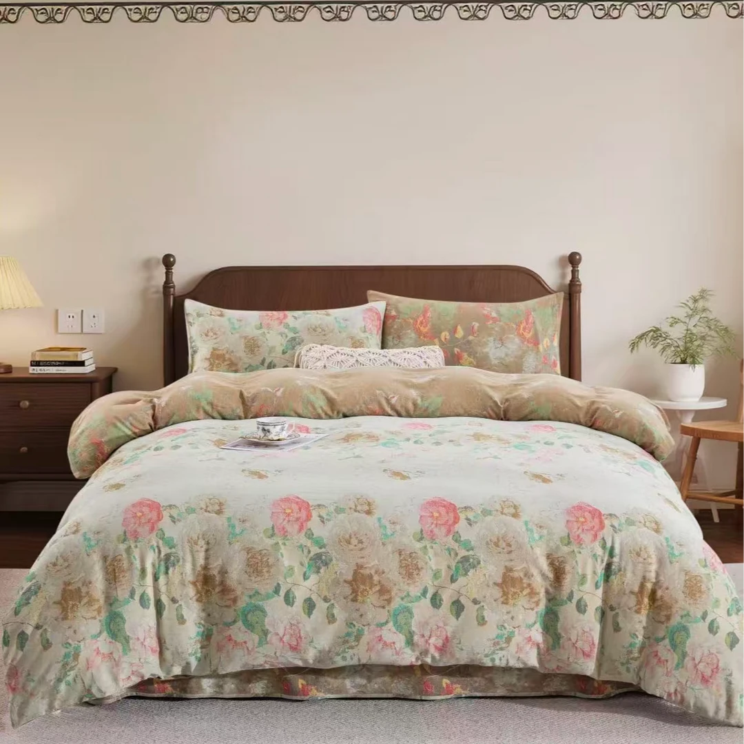 【青莎】被罩九万枝-【绿】-单双人被罩