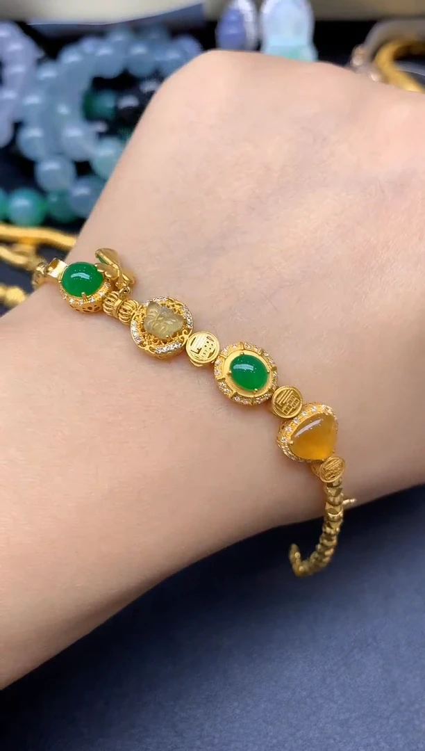 18K金镶嵌手链翡翠118-翡翠雪姐天天见