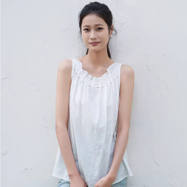 MOVE BY天丝吊带背心女系带设计感压褶别致绝美外穿内搭上衣C8207
