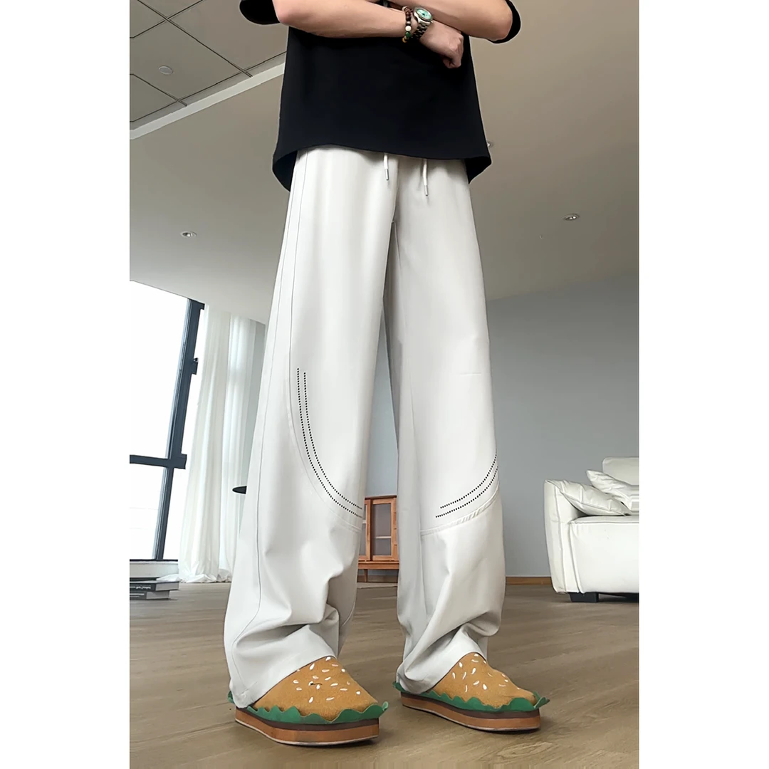 夏季运动透气网孔薄款长裤宽松潮流直筒休闲裤男女同款