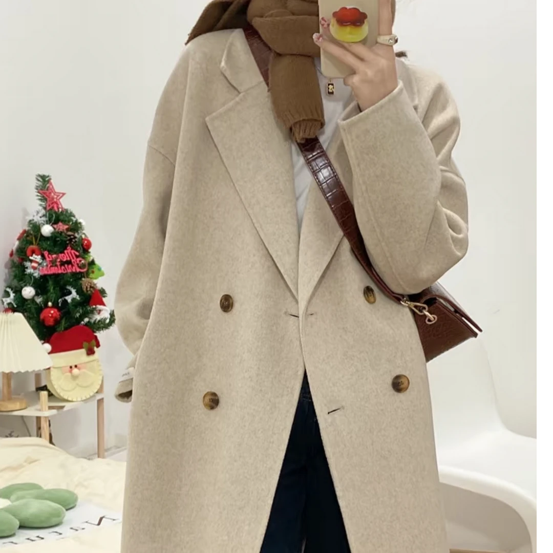 001-045小个子白色大衣新款尾货处理毛呢大衣