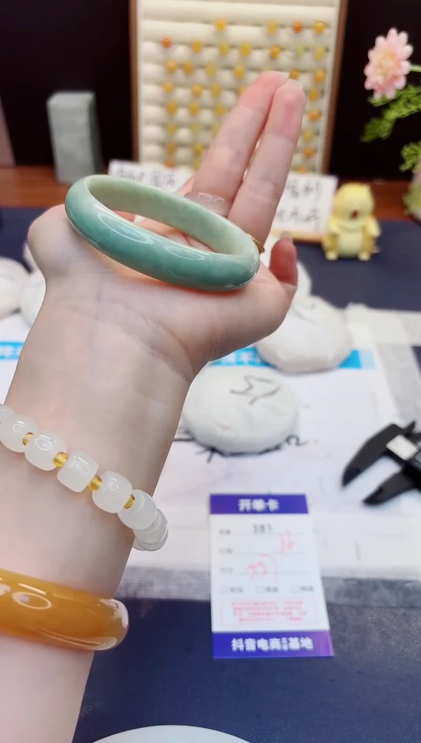 未镶嵌手镯石英质玉381-翠玉-圈口55