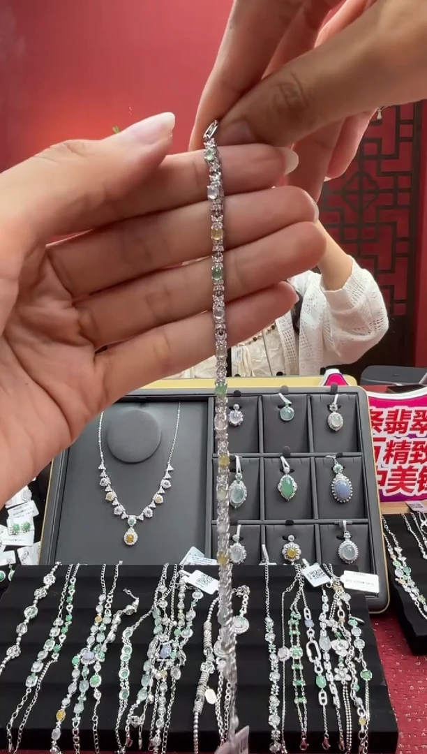 银S925镶嵌手链翡翠002922R