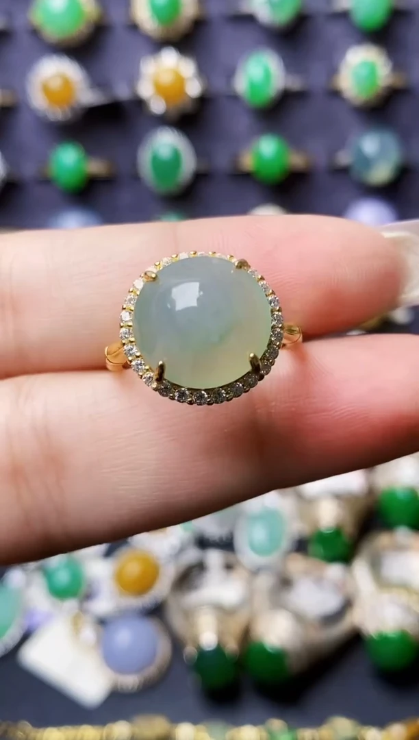 银S925镶嵌戒指翡翠0682