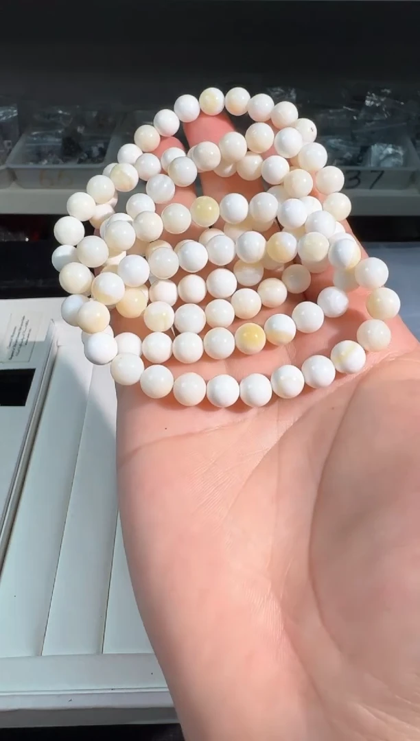 水晶手链未镶嵌A043白色珠子素圈