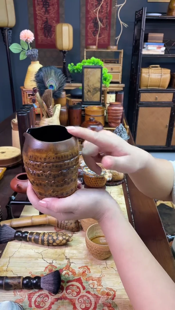 大漆竹根公道杯纯手工