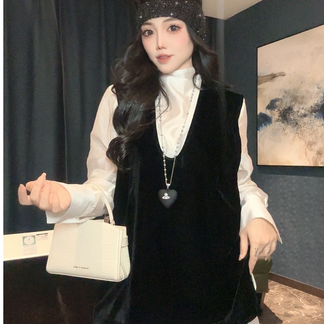 岩哥推荐丝绒上衣背心
