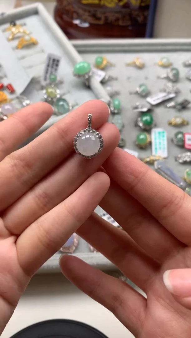 银S925镶嵌戒指翡翠吊坠13