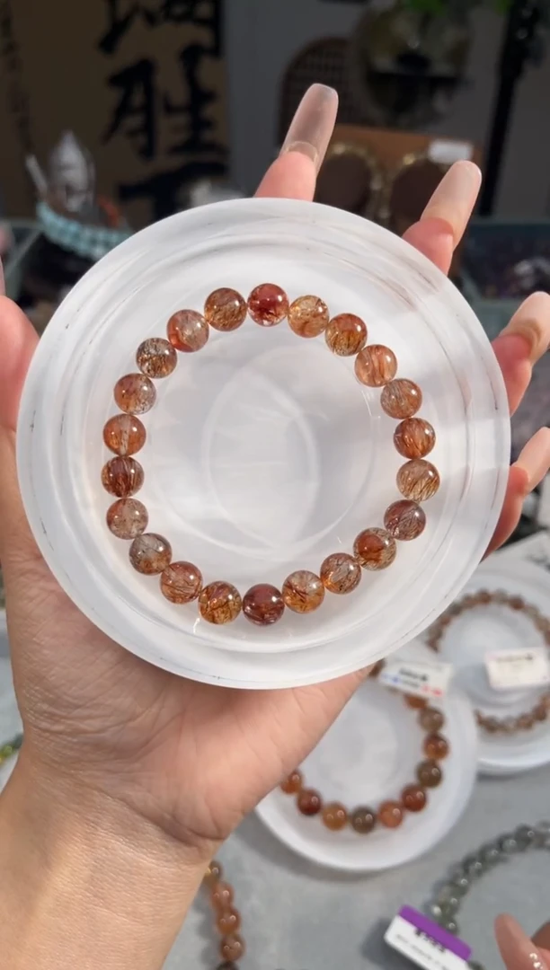 水晶手串未镶嵌黑金超七8+