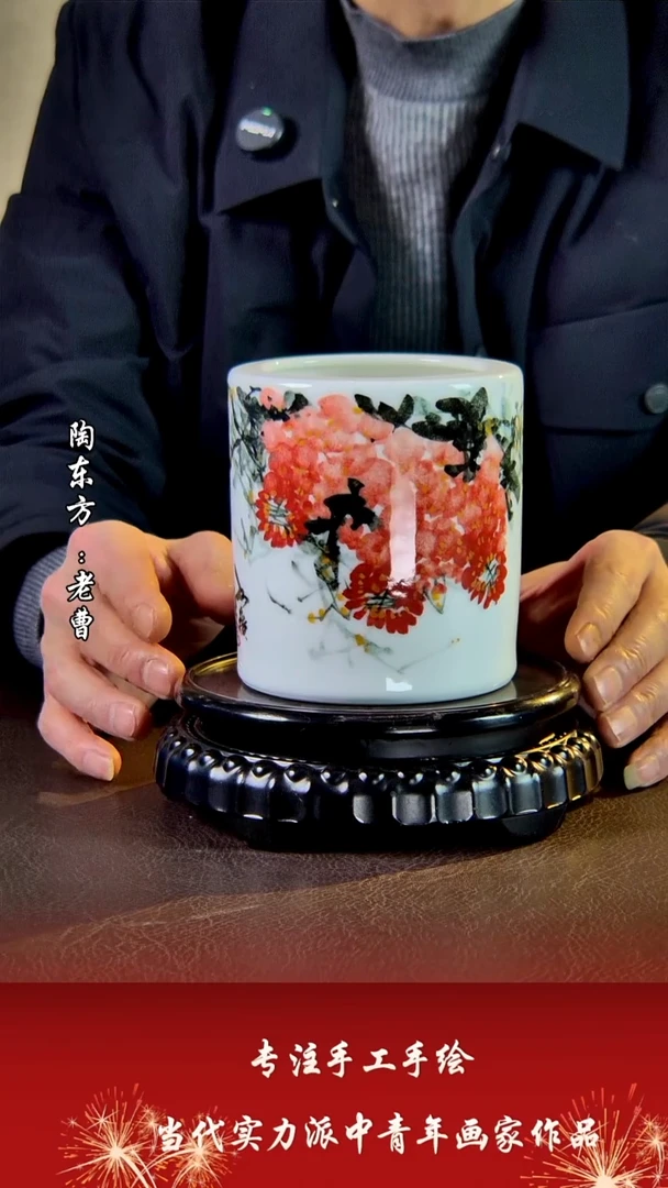 摆件景德镇陶东方艺术作品花瓶摆件瓷板画