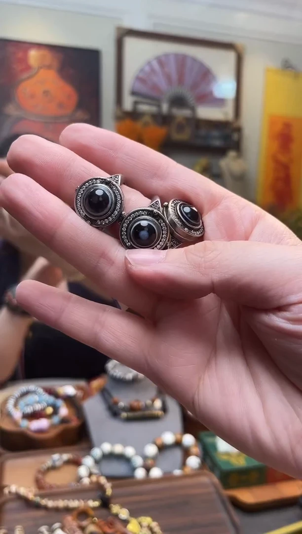 【闪购商品】玛瑙/玉髓戒指合金0126-27板眼戒指