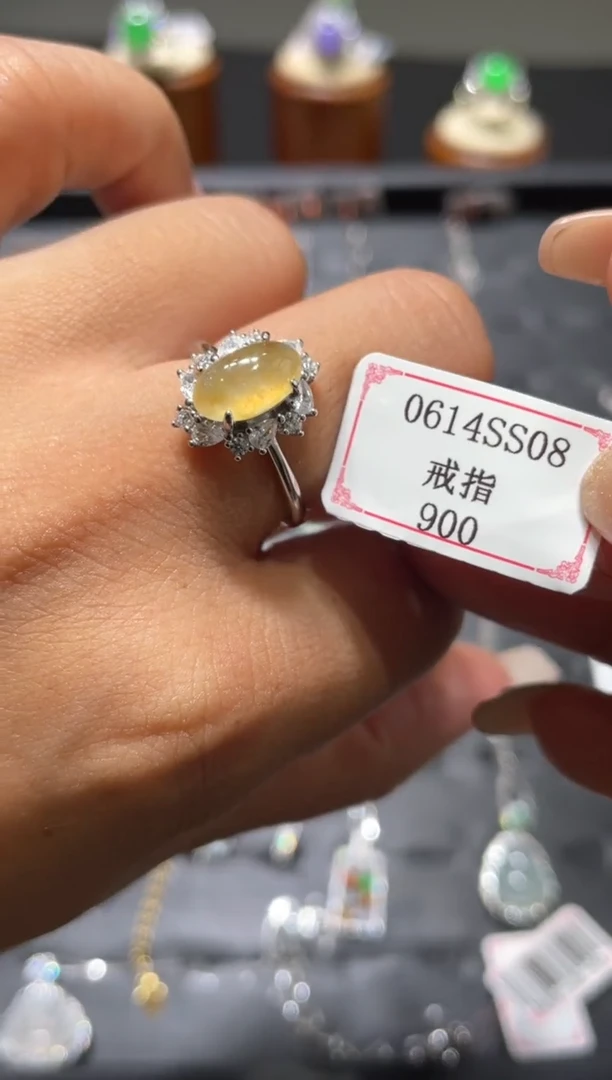 翡翠戒指银S925镶嵌0614SS08