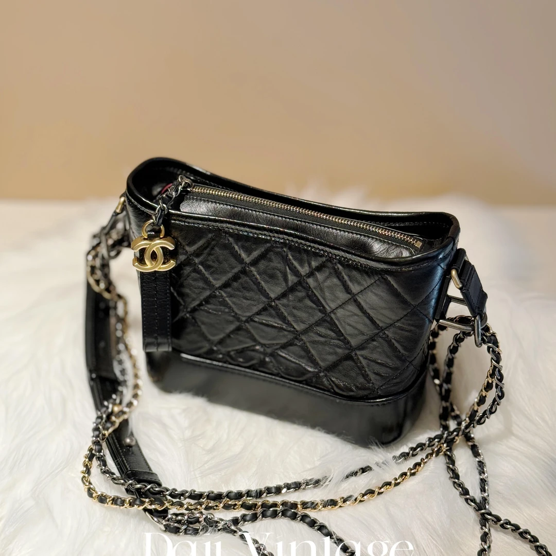 大吉中古/Chanel香奈儿黑金流浪小号斜挎包