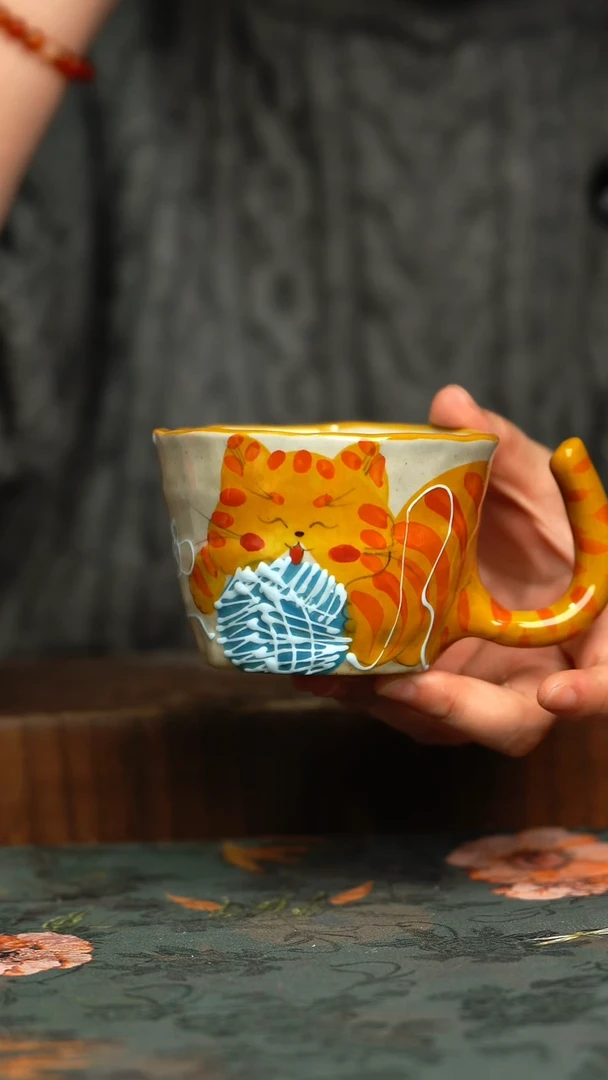 杯釉下彩手工手绘同款陶器