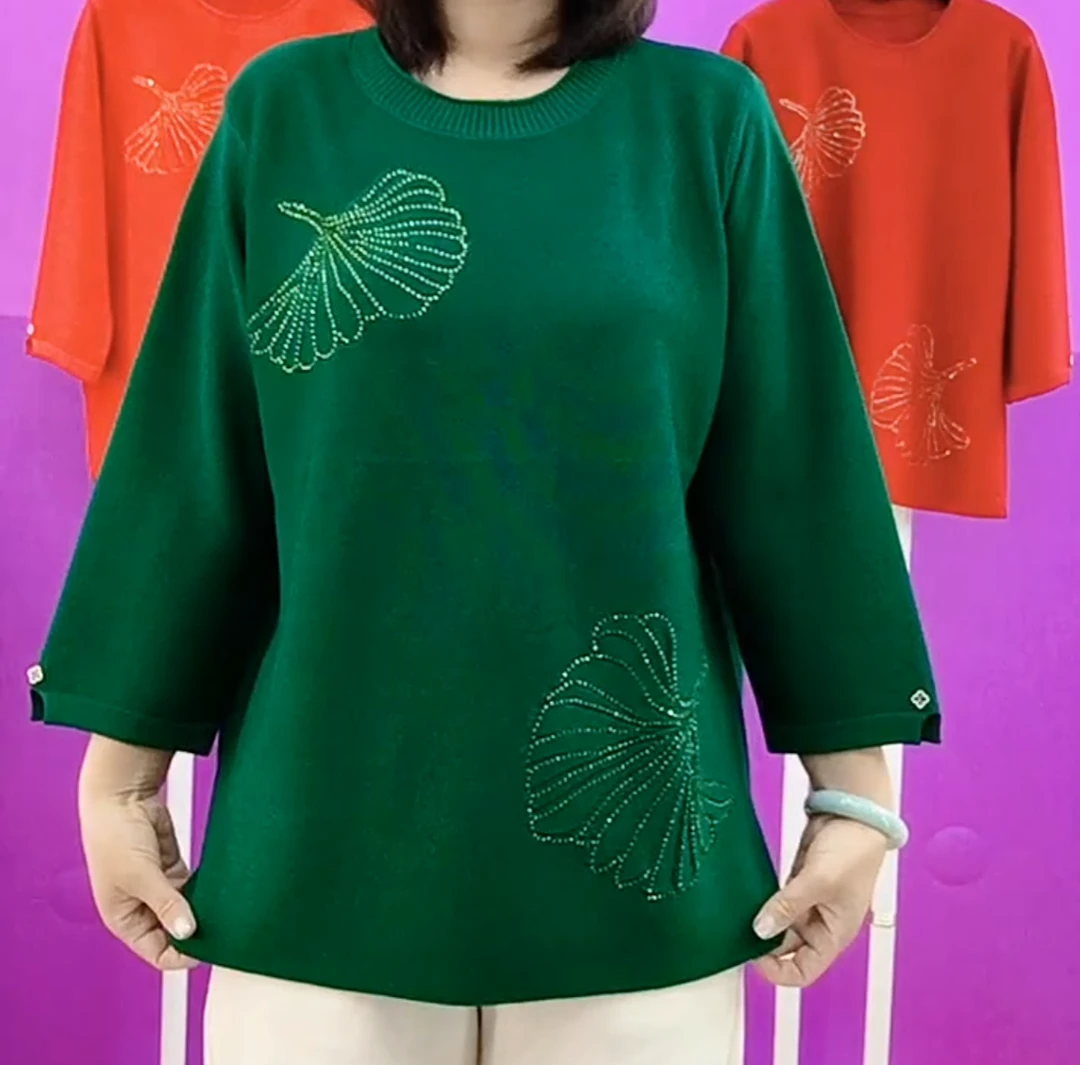 时尚妈妈春秋韩版气质百搭减龄针织上衣