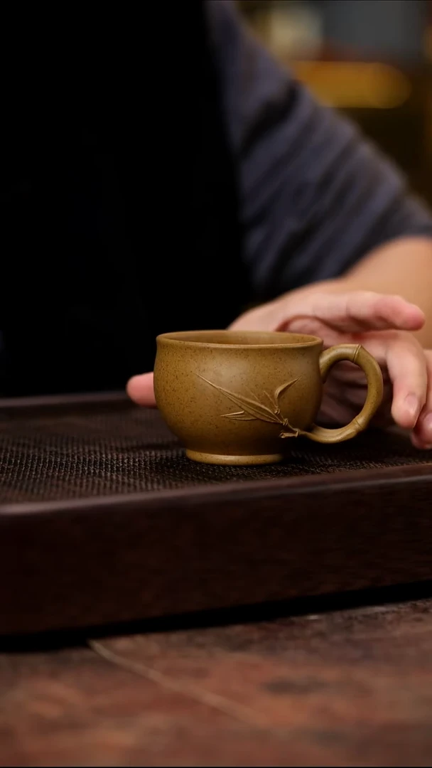 宜兴紫砂柴烧竹节杯