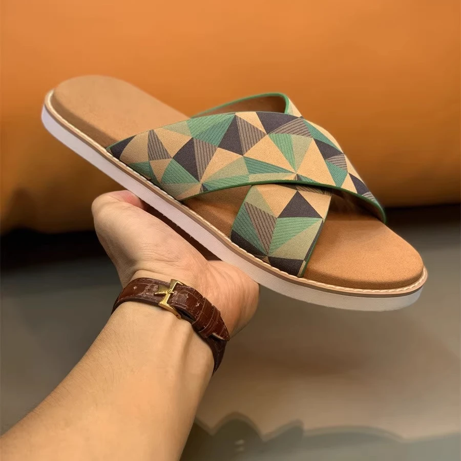 马康莫特真皮拖鞋男士一字拖夏季潮流男士牛皮拖超轻室外穿沙滩鞋