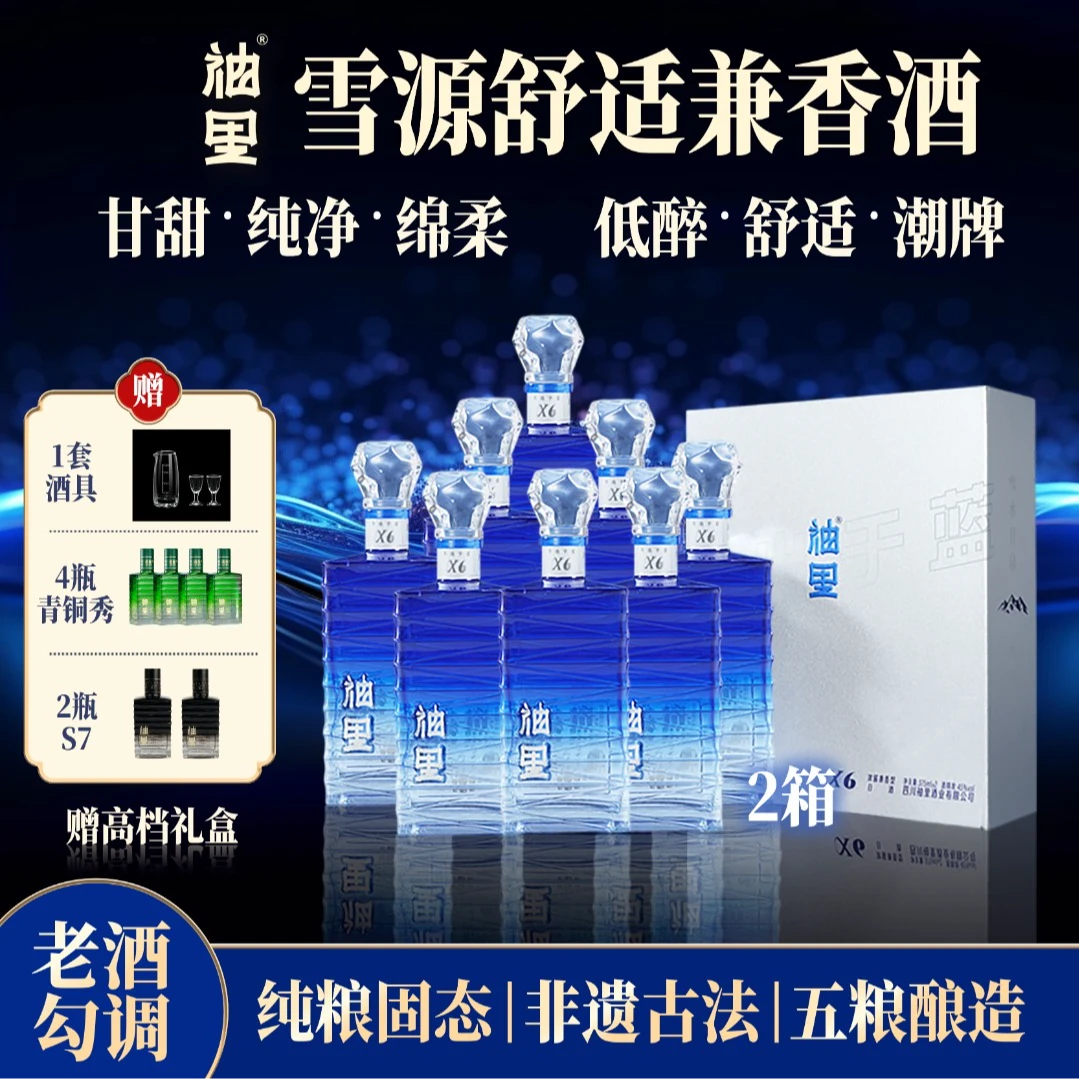 袖里X6 浓酱兼香型45度固态发酵纯粮酒 礼盒装微醺酒45度375ml*16