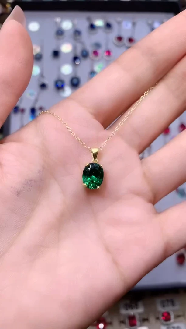 吊坠透辉石银S925镶嵌金色810