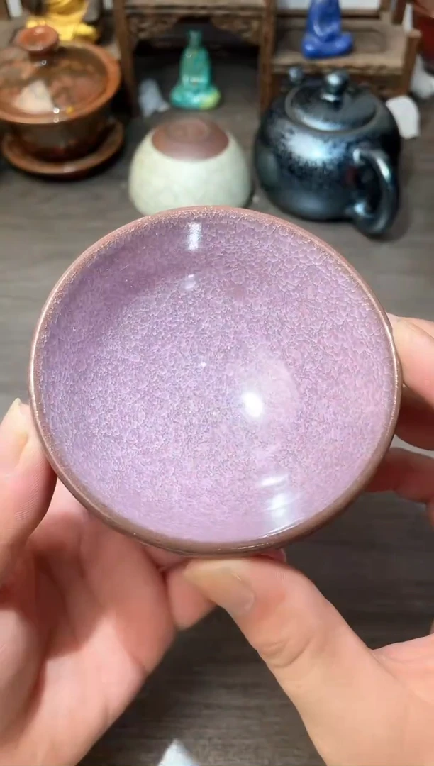 茶盏紫罗兰三绝茶杯