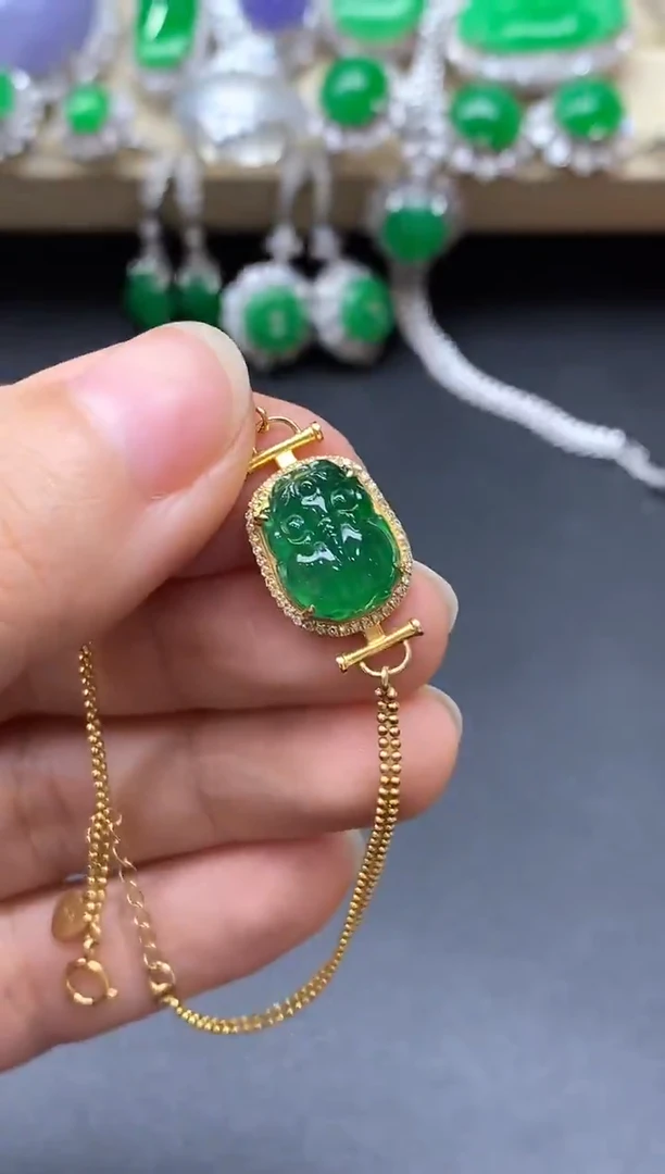 18K金镶嵌手链翡翠531-中国好珍宝