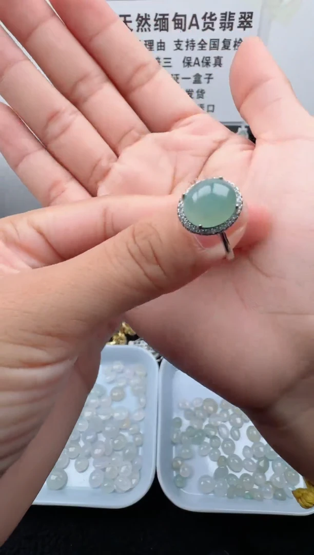 银S925镶嵌戒指翡翠5