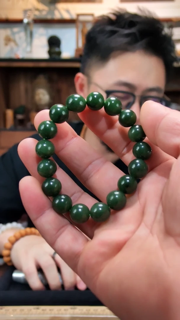 和田玉未镶嵌手串碧玉手串QK12*